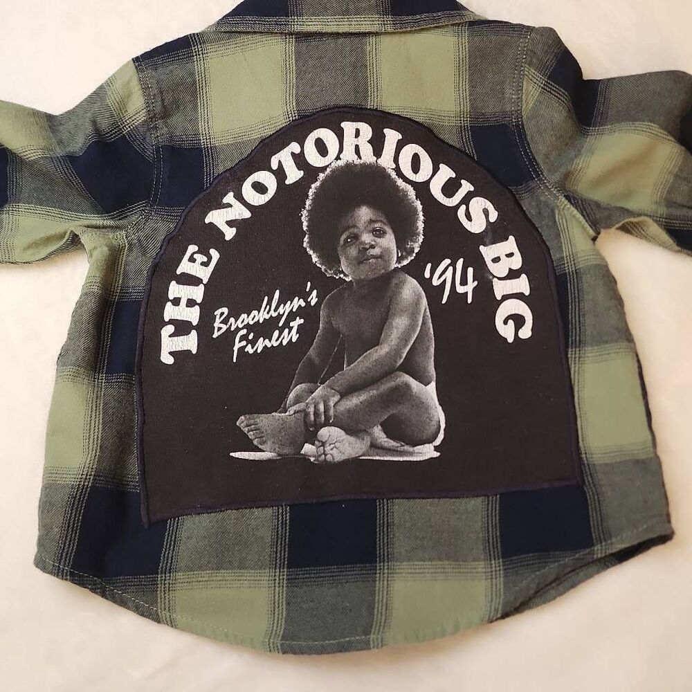 The Notorious BIG Upcycle flannel shirt from Old Navy size 12-18 Months